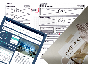 Tervezőasztal iratokkal 